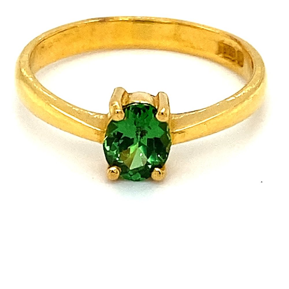 Tsavorite Garnet .75ct Solid 22K Yellow Gold Ring